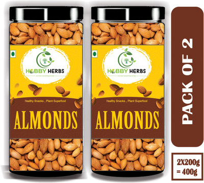 Hobby Herbs Raw Almonds | Badam Giri | California Almonds 400g Almonds(2 x 200 g)