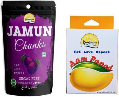 Kamdhenu Foods Dried Fruit Jamun Chunks and Aam Papad (Mango Fruit) Pack of 2 Assorted Fruit(2 x 150 g)