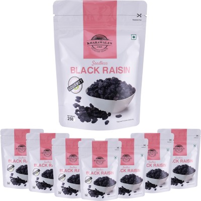 KHARAWALA'S Afghan Black Raisin Seedless Pack of 8 (250 gms each) Raisins(8 x 250 g)