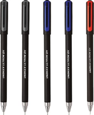 UNOMAX Ultron 2X Ball Pen(Pack of 5, Ink Color - Black, Blue, Red)