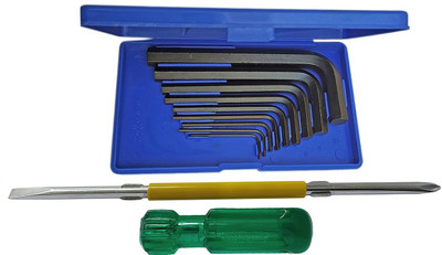 DUMDAAR Heavy duty 2in1 Screwdriver and 9pc Hex Allen key set Hand Tool Kit(2 Tools)