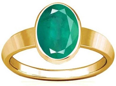 Chopra Gems Ratti 6.50 Emerald Panna Ring Certified Loose Gemstone Ring Brass Emerald Gold Plated Ring