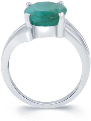 Chopra Gems 6.50 Ratti A+ Quality Emerald Panna Gemstone Ring For Women's and Men's Brass Emerald Silver Plated Ring