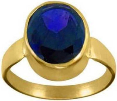Chopra Gems A+ Quality Natural Blue Sapphire Neelam Ring for Women & Men {Lab - Certified} Brass Sapphire Gold Plated Ring