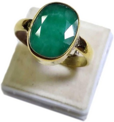 Chopra Gems Emerald Panna Panchdhatu Rashi Ratan Ring for Astrological Purpose Lab Certified Brass Emerald Gold Plated Ring