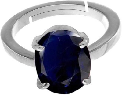 Chopra Gems Blue Sapphire Neelam 6.50ratti Stone Adjustable Ring for Men & Women Brass Sapphire Silver Plated Ring