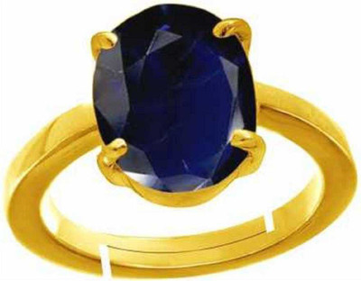 Chopra Gems Blue Sapphire/Neelam Gemstone Panchdhatu Adjustable Ring for Women & Men Brass Sapphire Gold Plated Ring