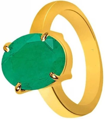 Chopra Gems Emerald Panna Ring Certified Loose Gemstone Ring Brass Emerald Gold Plated Ring