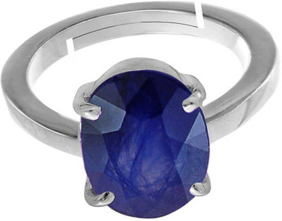 Chopra Gems Certified Unheated Natural Blue Sapphire Neelam Gemstone Ring for Women's/Men's Brass Sapphire Gold Plated Ring