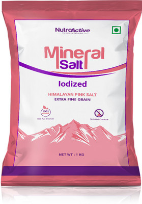 NUTROACTIVE MineralSalt Iodized Himalayan Pink Rock Salt Extra Fine Grain 1 kg Iodized Salt(1 kg)