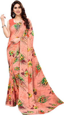 maayro Printed Daily Wear Georgette Saree(Orange)