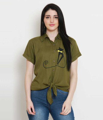 INSPIRE THE NEXT Women Printed Casual Green Shirt