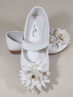 New latest Girls Velcro Ballerinas(White, 2-2.5yr)