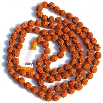Moksh Spiritual Original 5 Mukhi Rudraksha Certified Natural 8 mm Beads Japa Mala 108 Beads Wood Chain pack of 1 Wood Chain