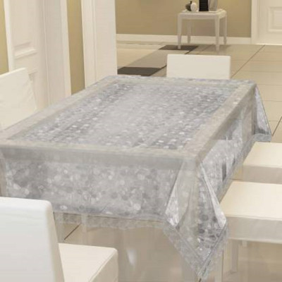sabhya creation Self Design 6 Seater Table Cover(White, PVC)
