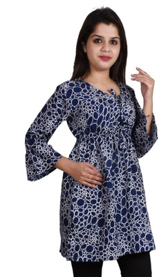 ATIMUNA Casual Printed Women Blue Top