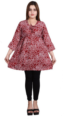 ATIMUNA Casual Printed Women Red Top
