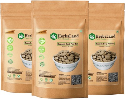 HerbsLand Premium KAUNCH (Konch) BEEJ (Mucuna pruriens) Powder(3 x 100 g)