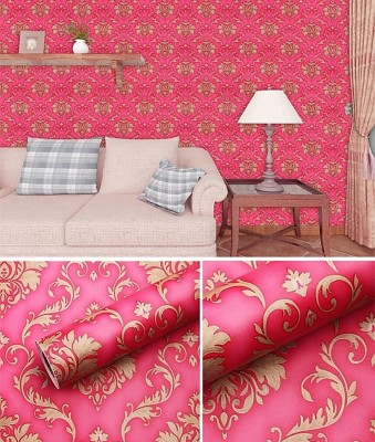 AMBEY DECOR Decorative Pink, Brown Wallpaper(304.8 cm x 45.72 cm)