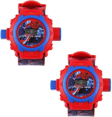 Trade Globe 24 Images Cartoon Characters Projector Digital Wrist Watch For Boys - Red 24 Images Projector Watch Digital Watch  - For Boys