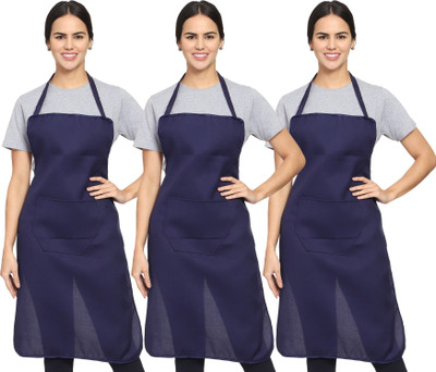 Whitewrap Polyester Chef's Apron - Free Size(Blue, Pack of 3)