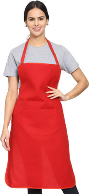 Whitewrap Polyester Chef's Apron - Free Size(Red, Single Piece)