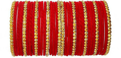 RADHA MOHAN EMPIRE Fabric, Glass Bangle Set(Pack of 10)