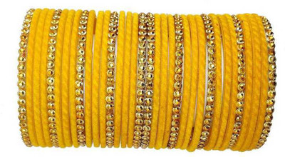 RADHA MOHAN EMPIRE Fabric, Glass Bangle Set(Pack of 34)