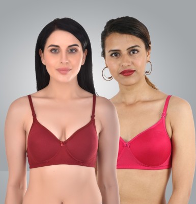 Burghal Style Lizard Seamless Molded Women Bralette Lightly Padded Bra(Maroon, Pink)