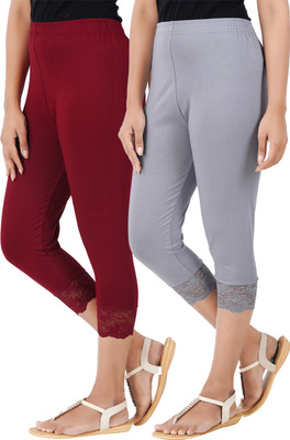 BEFLI Capri Leggings Women Red, Grey Capri