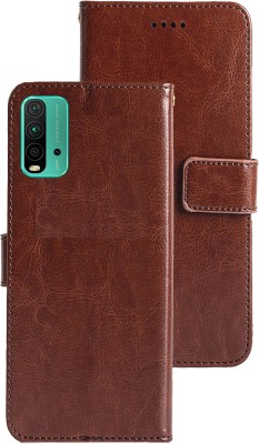 MG Star Flip Cover for Xiaomi Redmi 9 Power PU Leather Vintage Case with Card Holder and Magnetic Stand(Brown, Shock Proof, Pack of: 1)