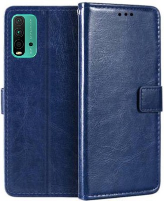 MG Star Flip Cover for Xiaomi Redmi 9 Power PU Leather Vintage Case with Card Holder and Magnetic Stand(Blue, Shock Proof, Pack of: 1)
