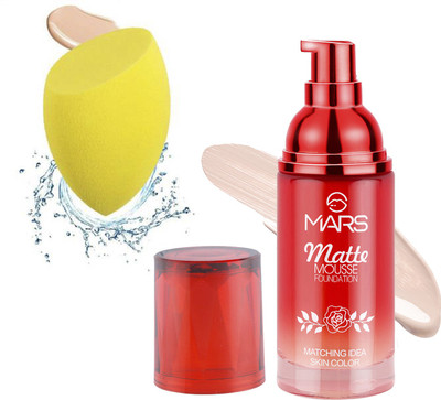 MARS Matte Mousse Foundation Skin Whitening Cream & Sponge Beauty Blender Puff(2 Items in the set)