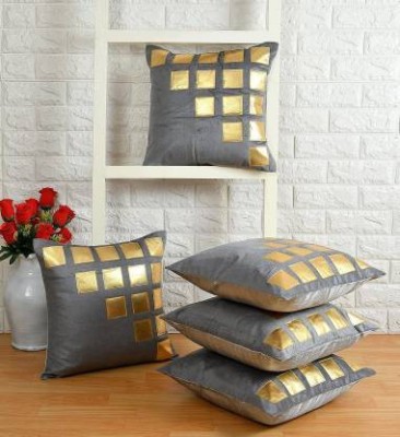 Essensa Furnishings Geometric Cushions Cover(Pack of 5, 40 cm*40 cm, Grey, Gold)