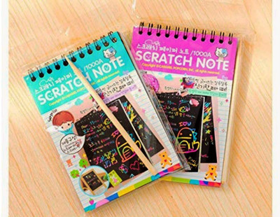 KIDIVO Small Size Rainbow Scratch Magic Doodle, Scratch Art Activity 2 Note Books Pocket-size Note Pad Unruled 16 Pages(Multicolor, Pack of 2)