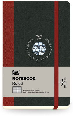 Flexbook Pocket Size 9x14cm Notebook Range Red Closure 85gsm Beyond 360 Degree Flexible Mini Notebook Ruled 192 Pages(Red, Black)