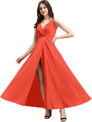 LIMESWOOD CREATION Women Maxi Orange Dress