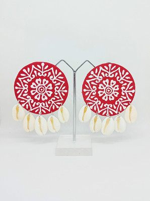 Aara AARA RED KOLKA KORI EARRING. Fabric Stud Earring