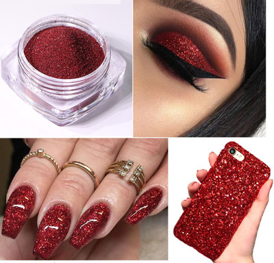 ADJD Sparkling Loose Shimmer Multicolor Eye Shadow Glitter Powder Pigment RED(RED)