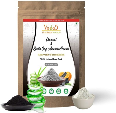 Veda5 Ayurveda Charcoal, Kaolin Clay, Aloe Vera Powder (Enriched with Orange) Face Pack - Himalayan Naturals(100 g)