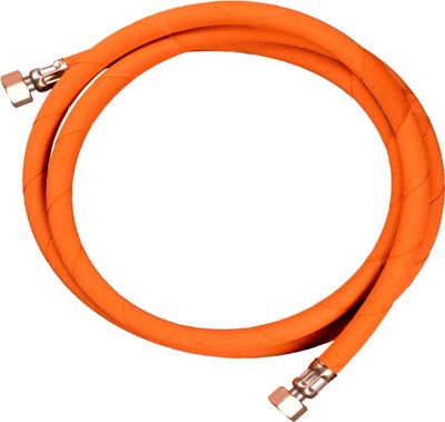 Cay Hose Pipe With 2 Brass Nuts and Clamp Fitting LPG Rubber Hose Pipe Clamp Fitting For Bhatti Stove,Orange Hose Pipe(150 cm)