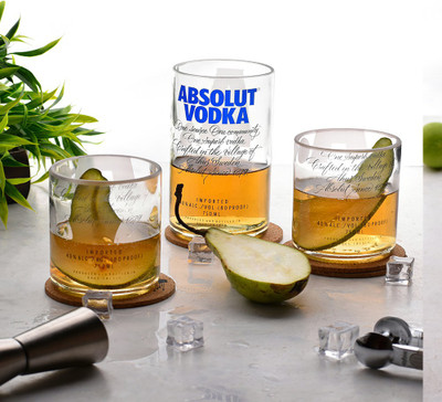 Kavi The Poetry-Art Project (Pack of 3) Absolute Recycled 300 ML Small & 500 ML Big Glass Set Beer Glass(500 ml, Glass, White)