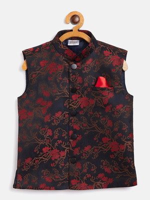 jbn CREATION Sleeveless Floral Print Boys Jacket