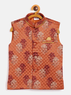 jbn CREATION Sleeveless Embellished, Floral Print, Printed Boys Jacket