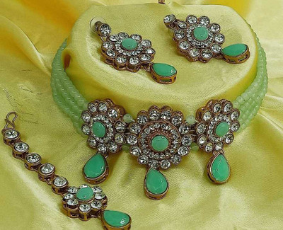 CATALYST Alloy Gold-plated Green Jewellery Set(Pack of 1)