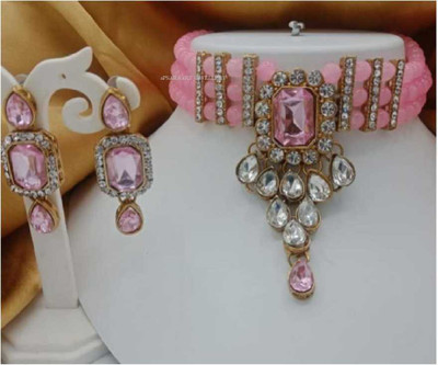 CATALYST Alloy Gold-plated Pink Jewellery Set(Pack of 1)