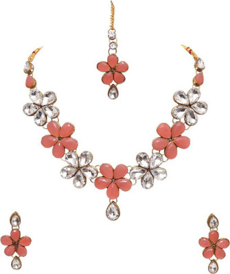 CATALYST Alloy Gold-plated White, Pink Jewellery Set(Pack of 1)