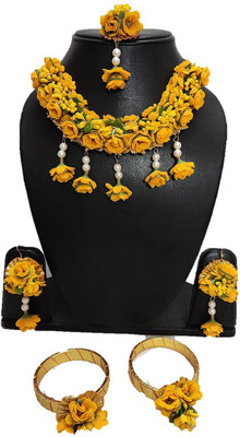 KANDK KREATION Fabric Yellow Jewellery Set(Pack of 1)