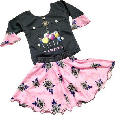 KIDSKARTPE Baby Girls Casual Skirt Top(PINK)
