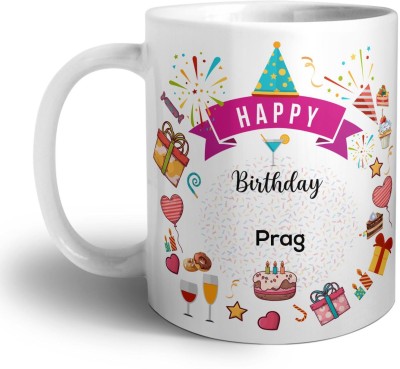 ARTBUG Happy Birthday Cup Gift for Son, Brother, Boyfriend, Husband, Name -Prag Ceramic Coffee Mug(350 ml)